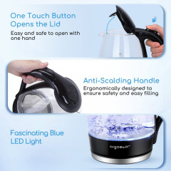 Aigostar Aigostar Wasserkocher Boro-Silikatglas, 1,7 l, 2200,00 W, Abschaltautomatik, Uberhitzungsschutz Trockenkochschutz Чайник Айгостар боросиликатное стекло, 1,7 л, 2200,00 Вт, автоматическое отключение, защита от перегрева, защита от выкипания