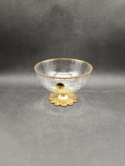 Креманка винтажная Nagel, золотистый край и основание, стекло, 12 х 8 см, Германия, 1970-80гг.