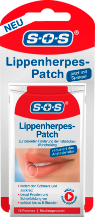 SOS Lippenherpes Patches Пластырь против герпеса на губах, 12 шт