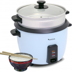 TurboTronic by Z-Line TurboTronic by Z-Line Reiskocher 1,5 Liter mit Dampfgareinsatz aus Edelstahl PLASTIKFREI, 500 W, Dampfgareinsatz aus Edelstahl PLASTIKFREI Dampfgarer Reistopf Retro blau Рисоварка TurboTronic by Z-Line 1,5 литра с пароваркой из нержа