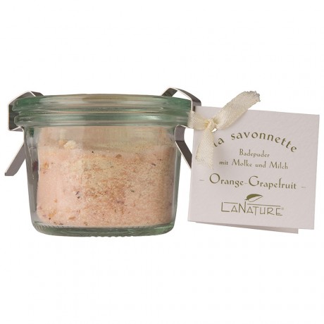 LaNature Badepuder Orange-Grapefruit mit Rosenbluten Badezusatz Orange, 70 g