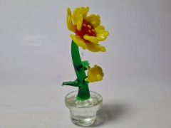 Винтажная стеклянная фигурка "Подсолнух в горшке", 4см х 6см, Германия, 1960-70гг.