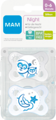 MAM MAM Night Силикон 0-6 Месяц ы, Blau, 2 шт