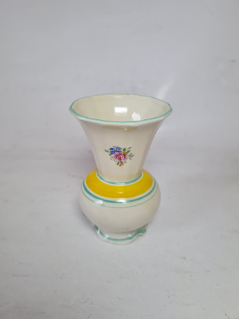 Thuringen Вазочки с цветочным рисунком и желто-голубым ободком, 2 шт, 8 x 5,5 см, Германия, 1960-70гг.