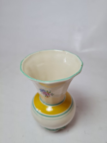 Thuringen Вазочки с цветочным рисунком и желто-голубым ободком, 2 шт, 8 x 5,5 см, Германия, 1960-70гг.