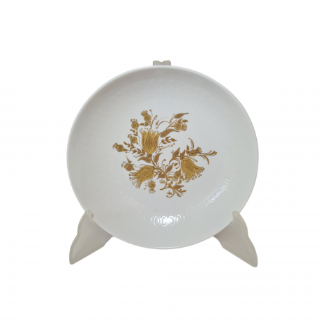 Тарелка винтажная Rosenthal, белый фарфор с золотым растительным рисунком, 18,5 x 4 см, Германия, 1960-70гг.