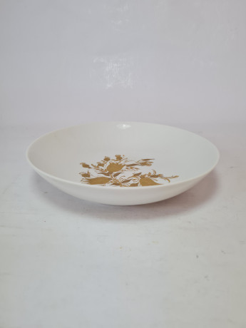 Тарелка винтажная Rosenthal, белый фарфор с золотым растительным рисунком, 18,5 x 4 см, Германия, 1960-70гг.