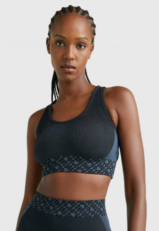 Tommy Hilfiger SPORT MONOGRAM MEDIUM SUPPORT SEAMLESS Bustier desert sky СПОРТИВНАЯ МОНОГРАММА СРЕДНЕЙ ПОДДЕРЖКИ SEAMLESS Бюстье небо пустыни