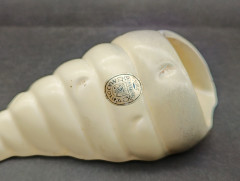 Кашпо для цветов винтажное Tairnbacher в форме ракушки, настенное, майолика, керамика, 15 х 7 см, Германия, 1970-80гг.