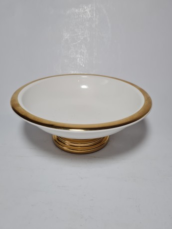 Конфетница винтажная Waechtersbach, белая с позолоченным ободком, 19 см, Германия, 1950-60гг.