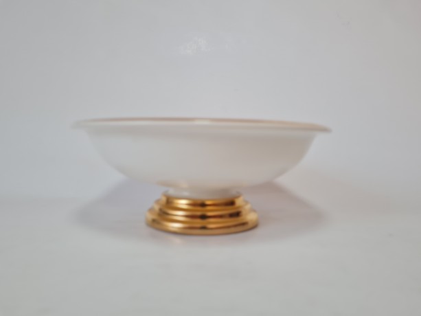 Конфетница винтажная Waechtersbach, белая с позолоченным ободком, 19 см, Германия, 1950-60гг.