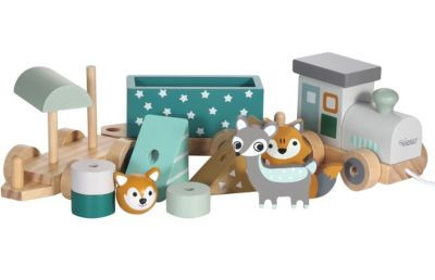 KINDSGUT Holz-Eisenbahn Spielzeugeisenbahnen Деревянные поезда Игрушечные поезда