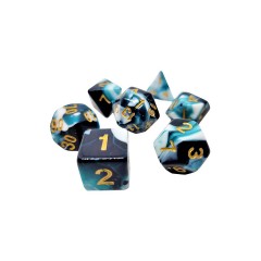 dice4friends 7-tlg. RPG Wurfelset: Racing Petrol\/White 7 шт. Набор игральных костей RPG: гоночный бензин/белый