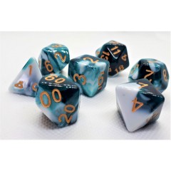 dice4friends 7-tlg. RPG Wurfelset: Racing Petrol\/White 7 шт. Набор игральных костей RPG: гоночный бензин/белый