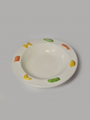 Siro Italy Белая фарфоровая сервировочная тарелка с декором для пасты, 22 x 5,5см, Италия, 1960-70гг.