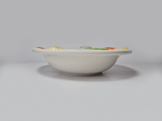 Siro Italy Белая фарфоровая сервировочная тарелка с декором для пасты, 22 x 5,5см, Италия, 1960-70гг.