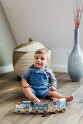 KINDSGUT Holz-Eisenbahn Spielzeugeisenbahnen Деревянные поезда Игрушечные поезда