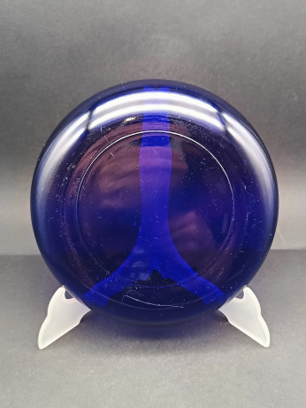 Тарелка декоративная винтажная Murano, синее стекло, 19.5 см, Италия, 1970-80гг.