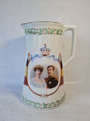 Кувшин винтажный Imprele&Royal с портретом бельгийской королевской четы, керамика, 27 x 20 см, Германия, 1960-70гг.