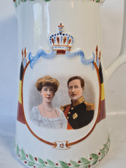 Кувшин винтажный Imprele&Royal с портретом бельгийской королевской четы, керамика, 27 x 20 см, Германия, 1960-70гг.