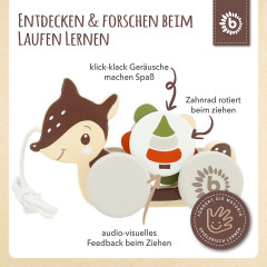 bieco Nachziehspielzeug Holz Reh Kinder Nachziehtier Wald Holzspielzeug ab 1J Ziehtier Nachziehspielzeug Мягкая игрушка &amp;quot;деревянный олень&amp;quot; Детская игрушка &amp;quot;Мягкий лес&amp;quot; Деревянные игрушки от 1 года Мягкая игрушка