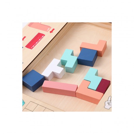 Hocan Kindererleuchtung Raumliches Denken Puzzlespiel Tetris Drei-in-Eins-Bausteine Детская развивающая головоломка с пространственным мышлением Тетрис Три в одном Строительные блоки