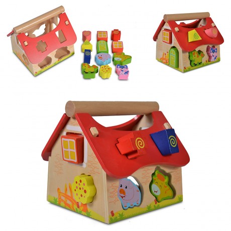 MONI Sortierspiel Tierhaus 2044 Motorikwurfel Сортировка игрового домика для животных 2044 кубик моторики