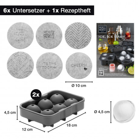 Moritz & Moritz Moritz & Moritz Eiswucrfelform rund  2 er Set  grau Набор форм для круглых кубиков льда Moritz &amp; Moritz, 2 шт.