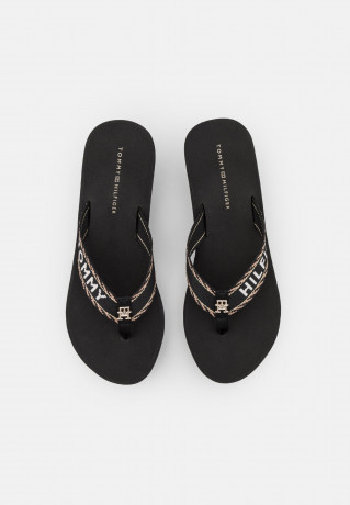Tommy Hilfiger WEBBING WEDGE  Heeled mules black WEBBING WEDGE Мюли на каблуке черный