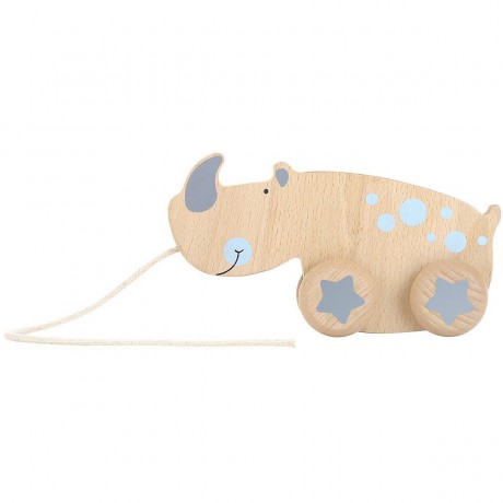 KINDSGUT Holz-Ziehtier Nashorn Nachziehspielzeug Деревянный носорог тянет за собой игрушку
