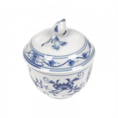 Meissen Meissen  'Zwiebelmuster kobaltblau - weisser Rand' Zuckerdose d: 6 cm Мейсен "Луковый узор кобальтово-синий - белая окантовка" Сахарница д: 6 см