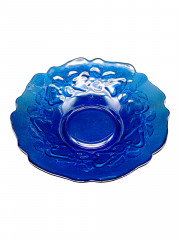 Фруктовница винтажная большая Murano, рельефный фруктовый декор, синее стекло, 27 см, Италия, 1970-80гг.