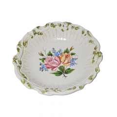 Bassano Italy im Still Круглое блюдо с фактурным краем &quot;Розы и незабудки&quot;, 25 x 7см, Италия, 1960-70гг.