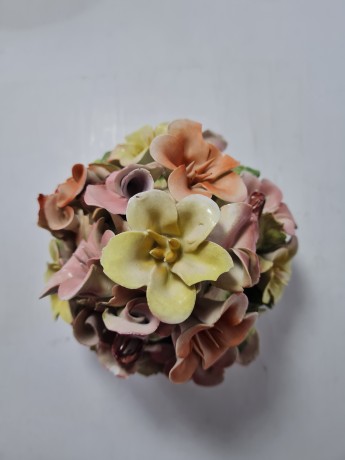 JRJS CLUJ Декоративная фигурка "Разноцветные цветы в вазе", ручная работа,  17см x 14см, Румыния, 1960-70гг.