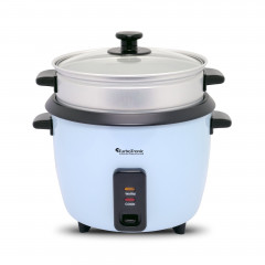 TurboTronic by Z-Line TurboTronic by Z-Line Reiskocher 1 Liter mit Dampfgareinsatz aus Edelstahl PLASTIKFREI, 400 W, mini Design Dampfgarer kleiner Reistopf Milchreis Cooker blau Рисоварка TurboTronic от Z-Line 1 литр с пароваркой из нержавеющей стали БЕЗ