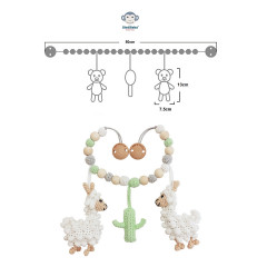 SindiBaba® Kinderwagenkette Lama LUKE gehakelt mit Rasseln Цепочка для коляски Lama LUKE связана крючком с погремушками
