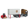 Bruder Scania R-Serie UPS Logistik-LKW m. Stap Логистический грузовик Scania R-series UPS со штабелем