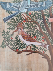 Картина винтажная &quot;Древо жизни&quot;, папирус в позолоченной деревянной раме, 35,5 x 37 см, Германия, 1960-70гг.