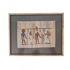 Картина винтажная &quot;Древний Египет&quot;, папирус в позолоченной деревянной раме, 31 x 40 см, Германия, 1960-70гг.