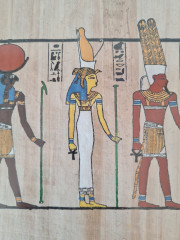 Картина винтажная &quot;Древний Египет&quot;, папирус в позолоченной деревянной раме, 31 x 40 см, Германия, 1960-70гг.