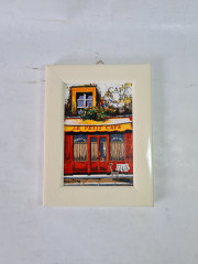 Картина винтажная ZODay "Кафешка", в белой раме, 16,5 x 12,5 см, Германия, 1960-70гг.