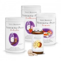 Krauterhaus Sanct Bernhardt Redukta-PLUS Slim Diet · 3-Piece Treatment PackTomato, Chocolate, Strawberry + 1x Apple-fibre Chewable Tablets3-Piece Treatment Pack Tomato, Chocolate, Strawberry + 1x Apple-fibre Chewable Tablets