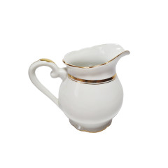 Молочник винтажный фарфоровый PMR Jaeger&amp;Co Bavaria, белый с золотым ободком, 10,5 x 13 см, Германия, 1960-70гг.