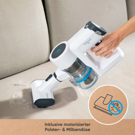 hoogo hoogo Akku-Hand-und Stielstaubsauger S4, 430 W, beutellos, Auch mit Beutel verwendbar. Ideal fur Allergiker Беспроводной ручной пылесос Hoogo S4, 430 Вт, без мешка, можно использовать и с мешком. Идеально подходит для аллергиков