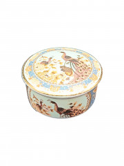 Шкатулка винтажная Tilia &quot;Павлин&quot;, в коричнево-голубых тонах, фарфор, 10 х 5 см, Германия, 1960-70гг.