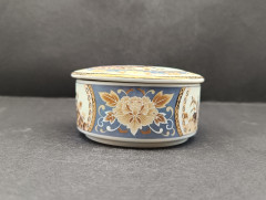 Шкатулка винтажная Tilia &quot;Павлин&quot;, в коричнево-голубых тонах, фарфор, 10 х 5 см, Германия, 1960-70гг.