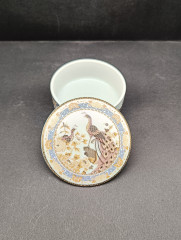 Шкатулка винтажная Tilia &quot;Павлин&quot;, в коричнево-голубых тонах, фарфор, 10 х 5 см, Германия, 1960-70гг.