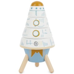 bieco Baby Stapelturm Holz Bausteine Rakete 16cm Motorik Steckspiel ab 1 Steckpyramide Stapelspielzeug Детская башня для штабелирования