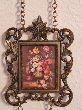 Композиция винтажная из 3 небольших фресок на цепочке, 38 х 8 см, Италия, 1960-70гг.