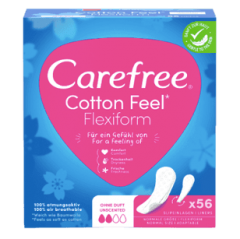 Carefree Slipeinlage Cotton Feel Flexiform ohne Duft 56 St, Карефри Ежедневные прокладки с хлопком Флексиформ 56шт, 3 упаковки (168 шт)